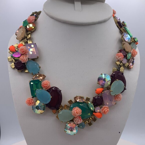J. Crew fashion/costume necklace, vintage find, colourful, fun, crystals - Picture 1 of 16